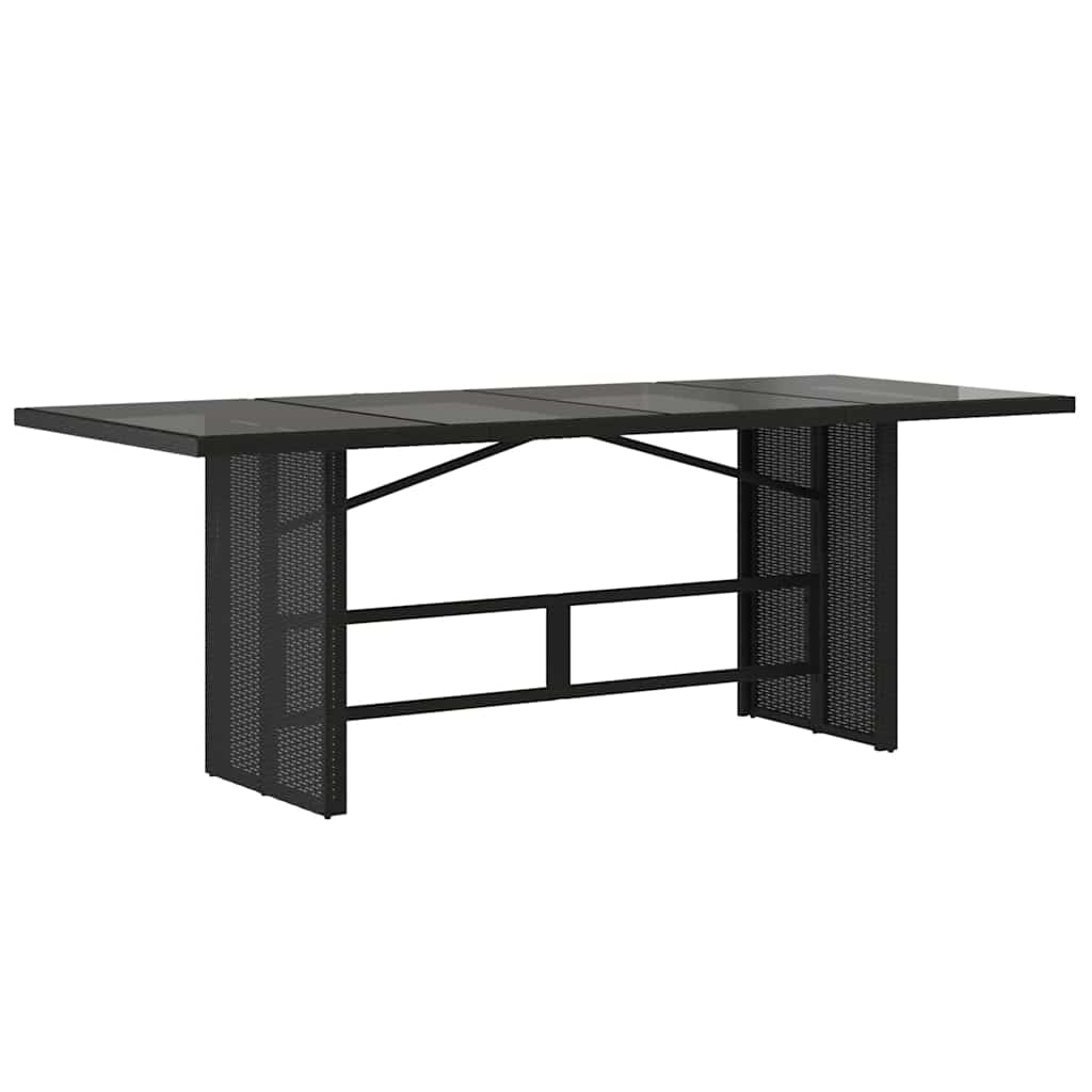 Gartentisch mit Glasplatte Schwarz 190x80x74 cm Poly Rattan – Bild 6