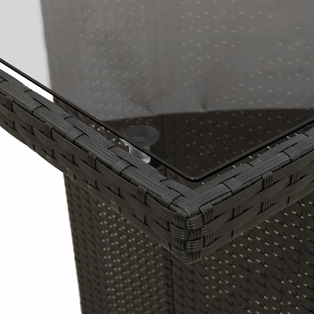 Gartentisch mit Glasplatte Schwarz 190x80x74 cm Poly Rattan – Bild 8
