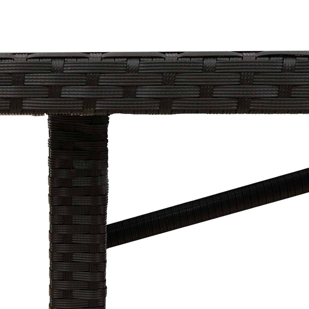 Gartentisch mit Glasplatte Schwarz 190x80x74 cm Poly Rattan – Bild 9