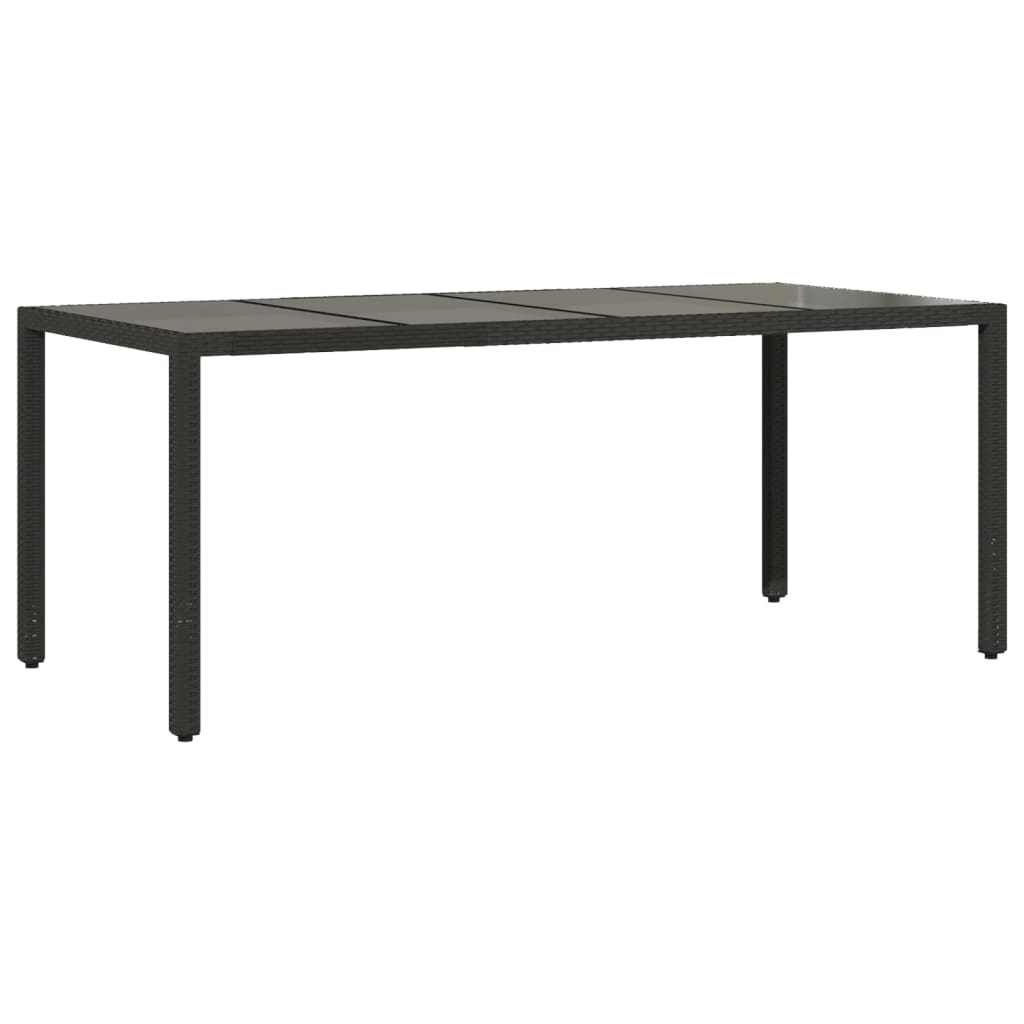 Gartentisch mit Glasplatte Schwarz 190x90x75 cm Poly Rattan – Bild 2