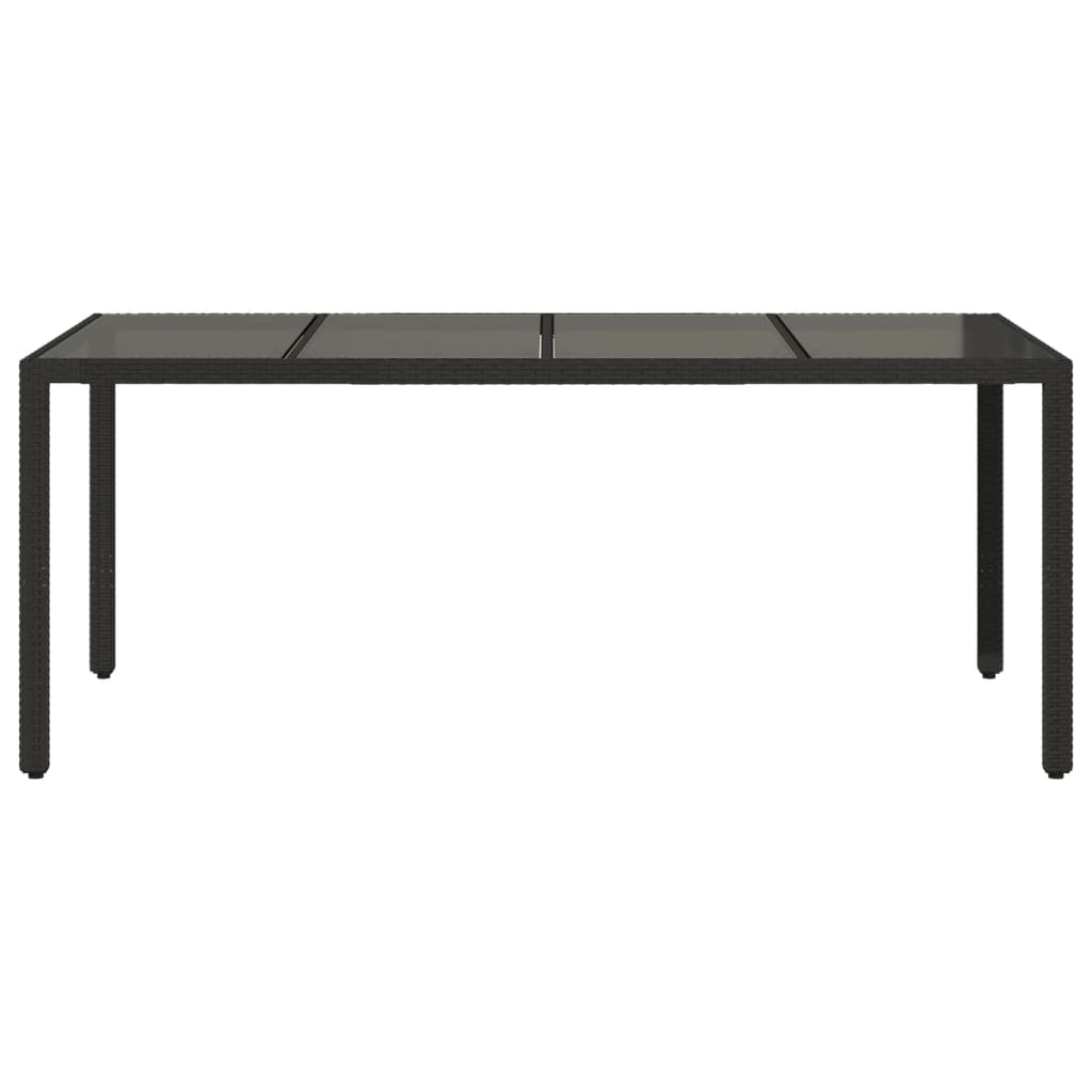 Gartentisch mit Glasplatte Schwarz 190x90x75 cm Poly Rattan – Bild 4