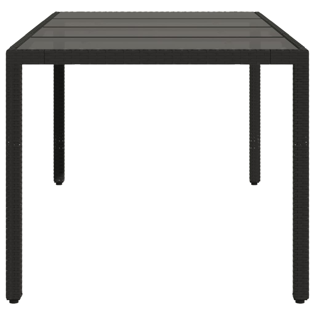 Gartentisch mit Glasplatte Schwarz 190x90x75 cm Poly Rattan – Bild 5