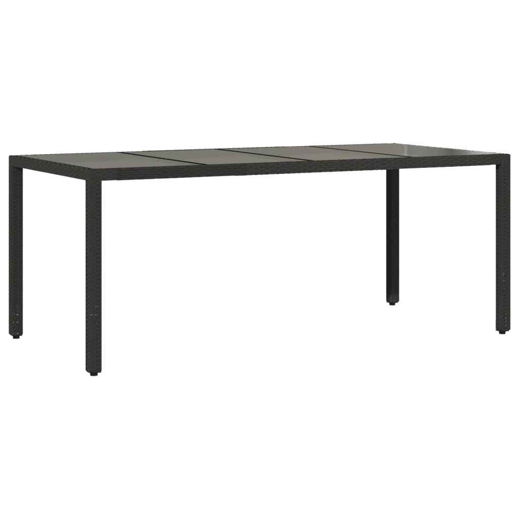 Gartentisch mit Glasplatte Schwarz 190x90x75 cm Poly Rattan – Bild 6