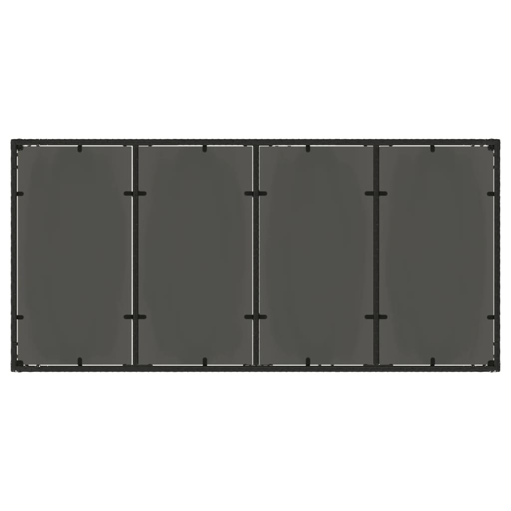 Gartentisch mit Glasplatte Schwarz 190x90x75 cm Poly Rattan – Bild 7