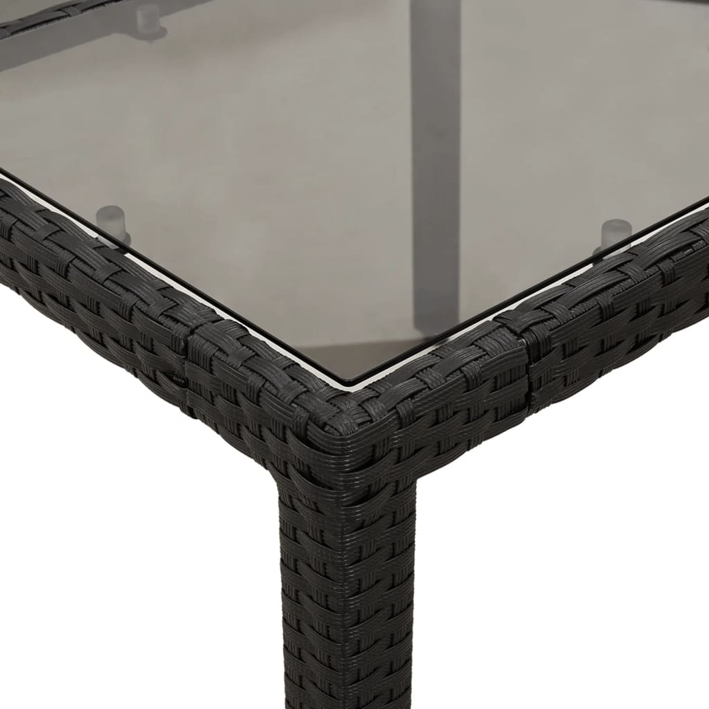 Gartentisch mit Glasplatte Schwarz 190x90x75 cm Poly Rattan – Bild 8