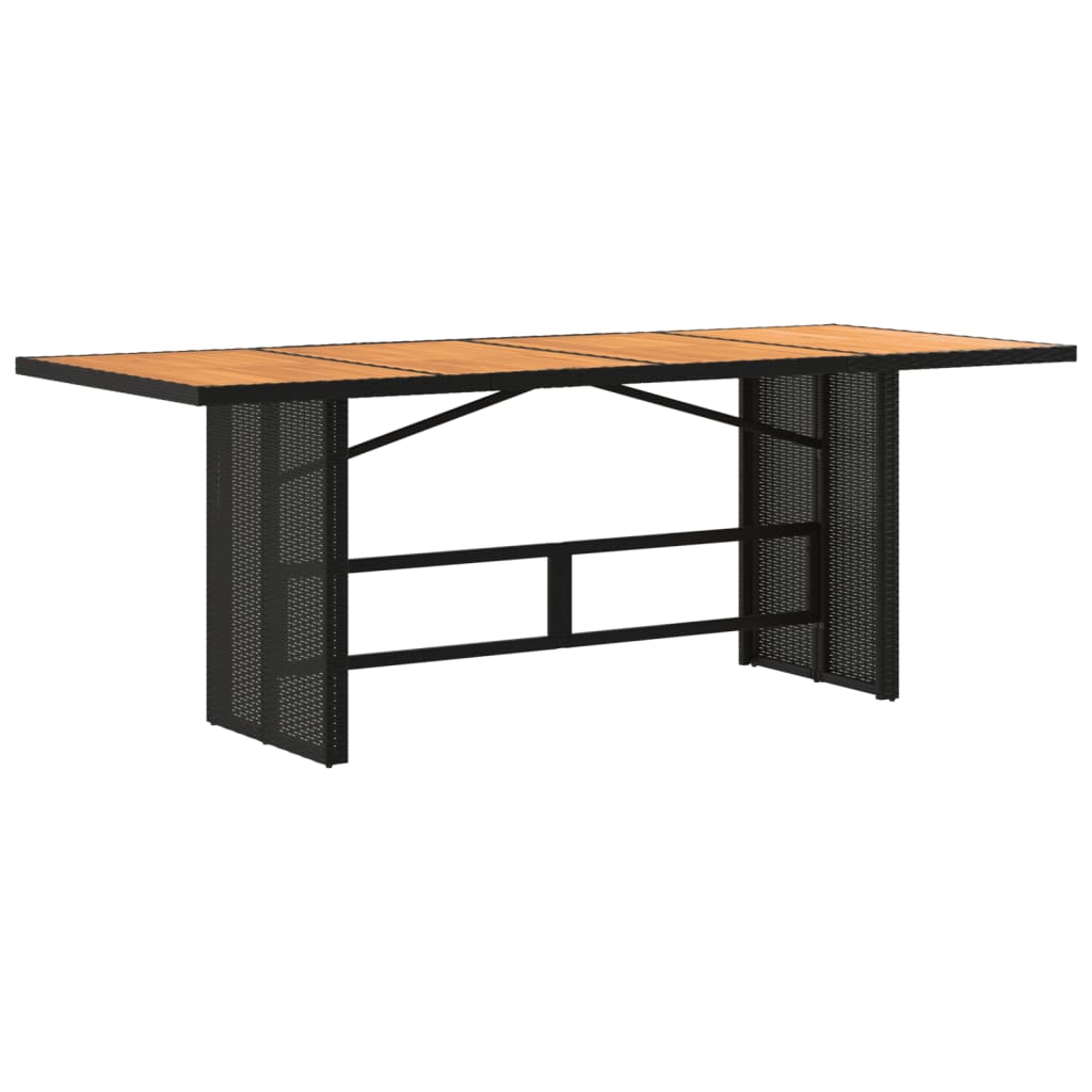 Gartentisch mit Holzplatte Schwarz 190x80x75 cm Poly Rattan – Bild 6