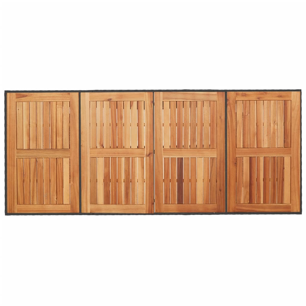 Gartentisch mit Holzplatte Schwarz 190x80x75 cm Poly Rattan – Bild 7