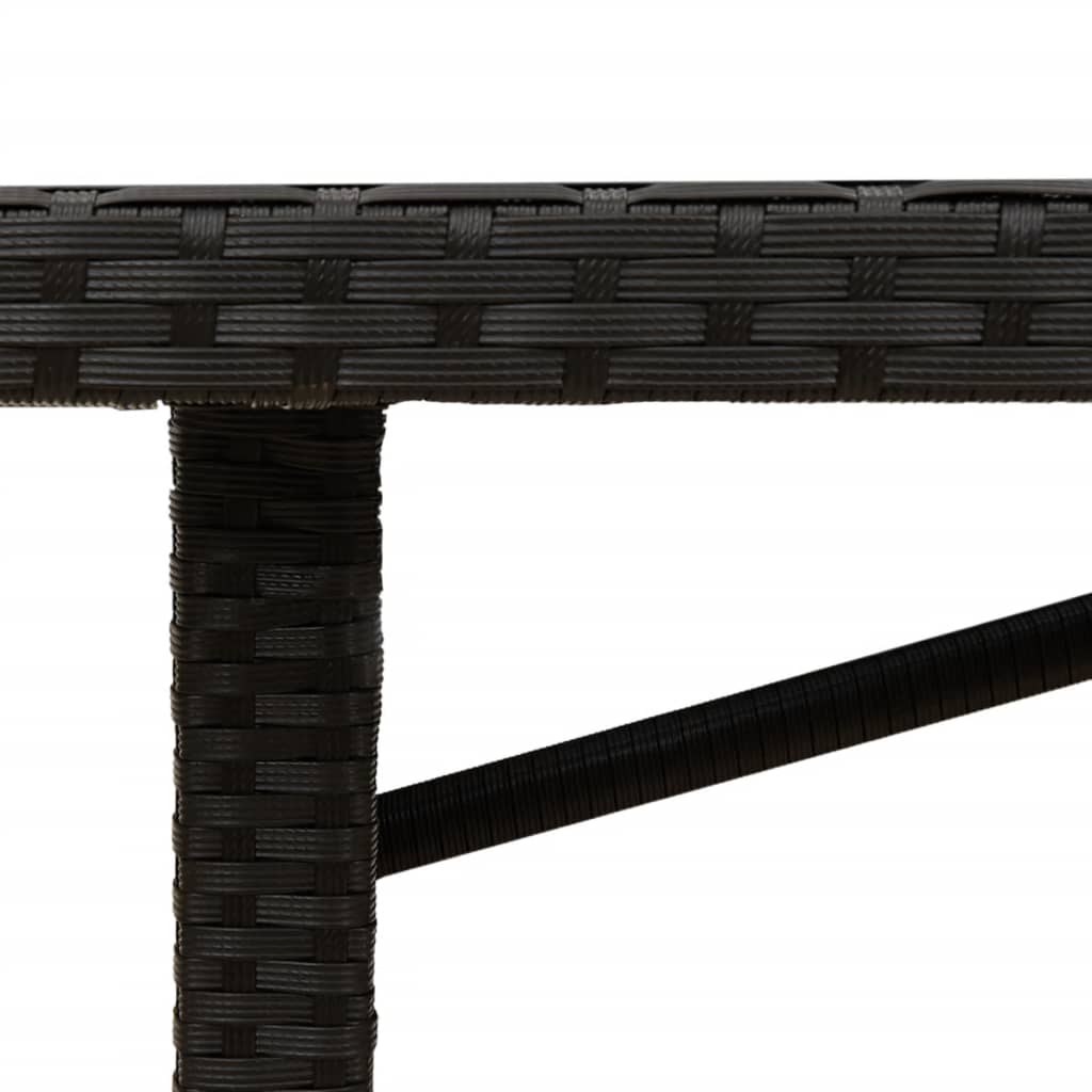 Gartentisch mit Holzplatte Schwarz 190x80x75 cm Poly Rattan – Bild 9