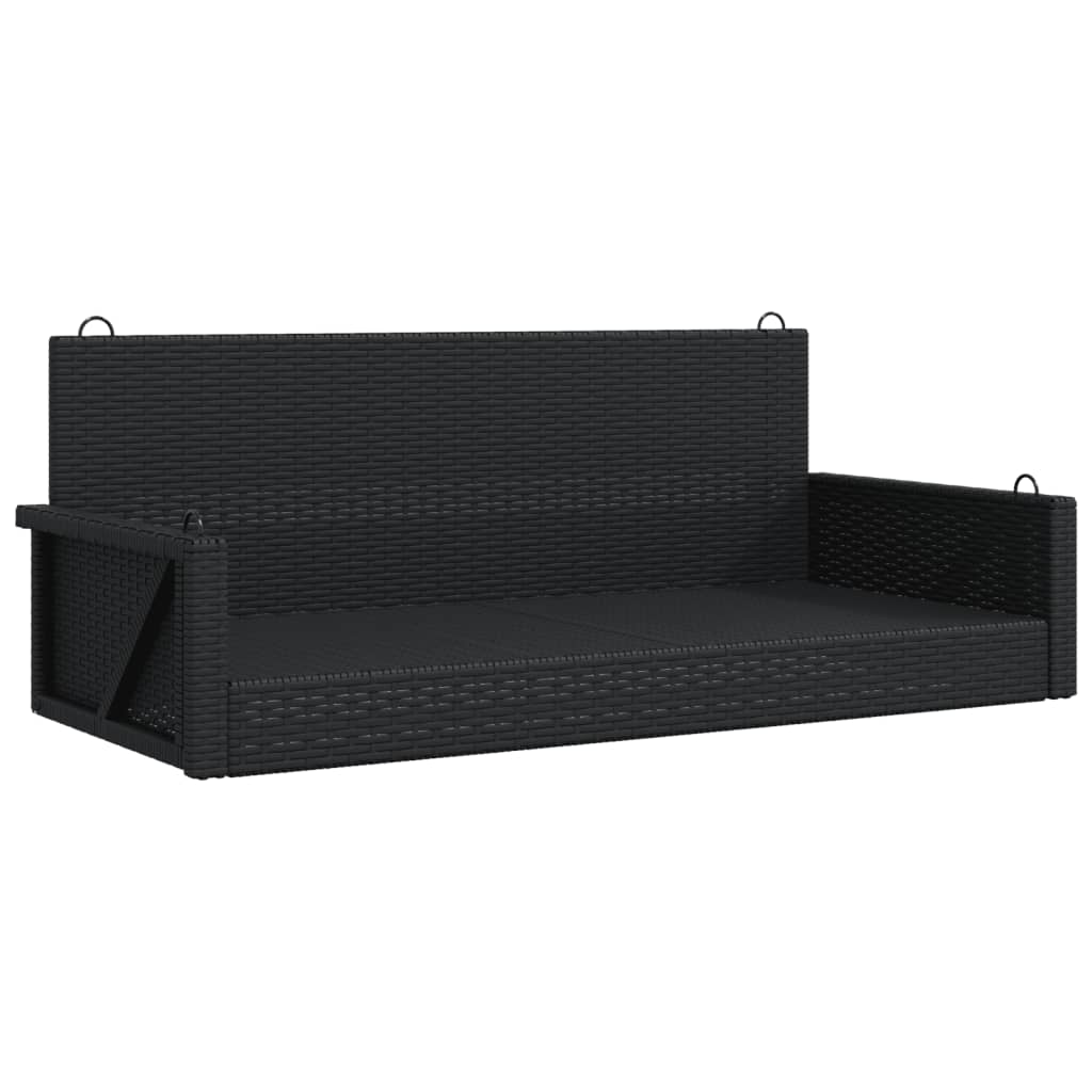 Hängebank Schwarz 119x56x48 cm Poly Rattan – Bild 2