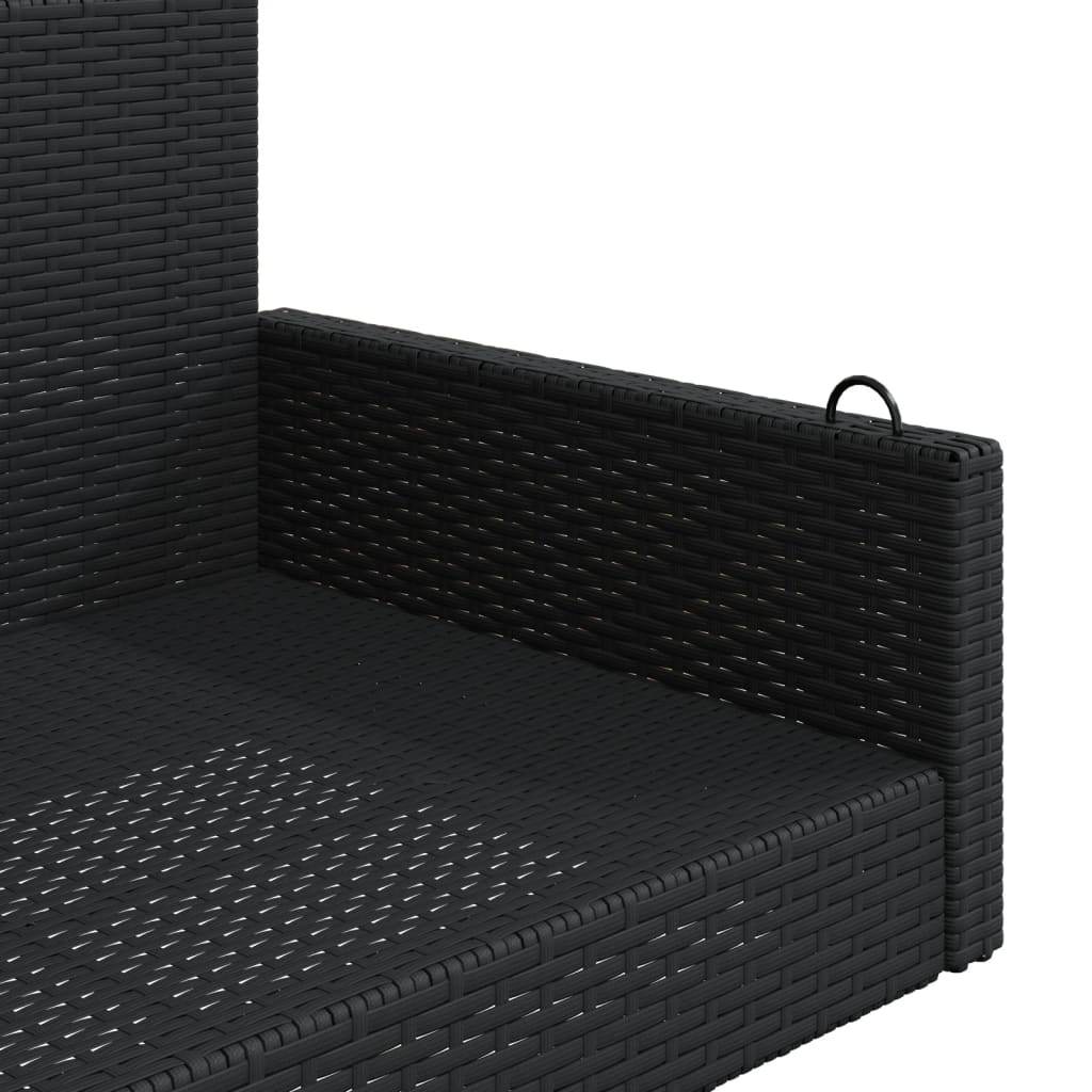 Hängebank Schwarz 119x56x48 cm Poly Rattan – Bild 7