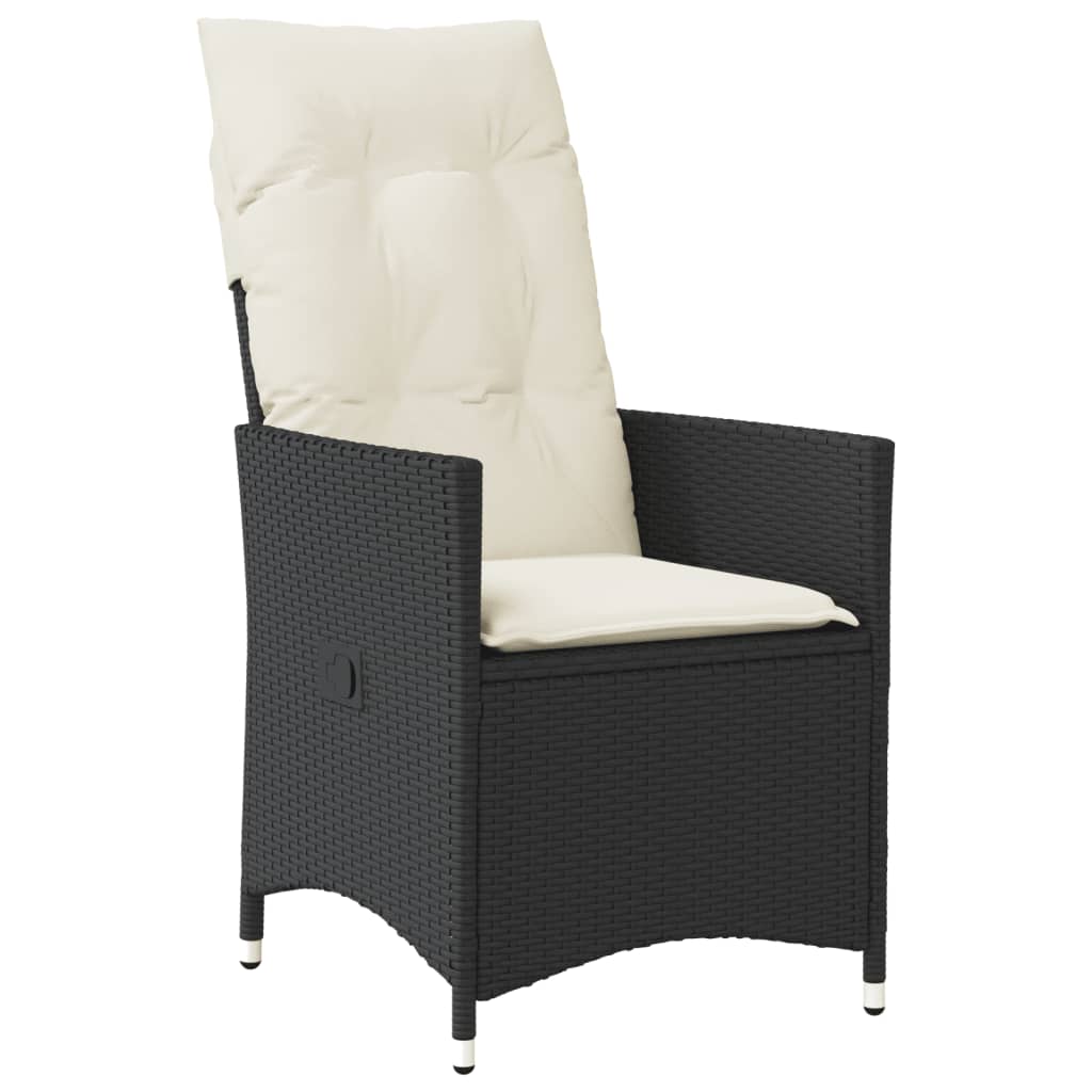 Gartensessel Verstellbar mit Kissen Schwarz Poly Rattan – Bild 2
