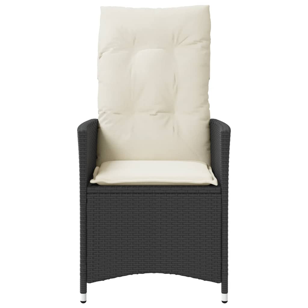 Gartensessel Verstellbar mit Kissen Schwarz Poly Rattan – Bild 4