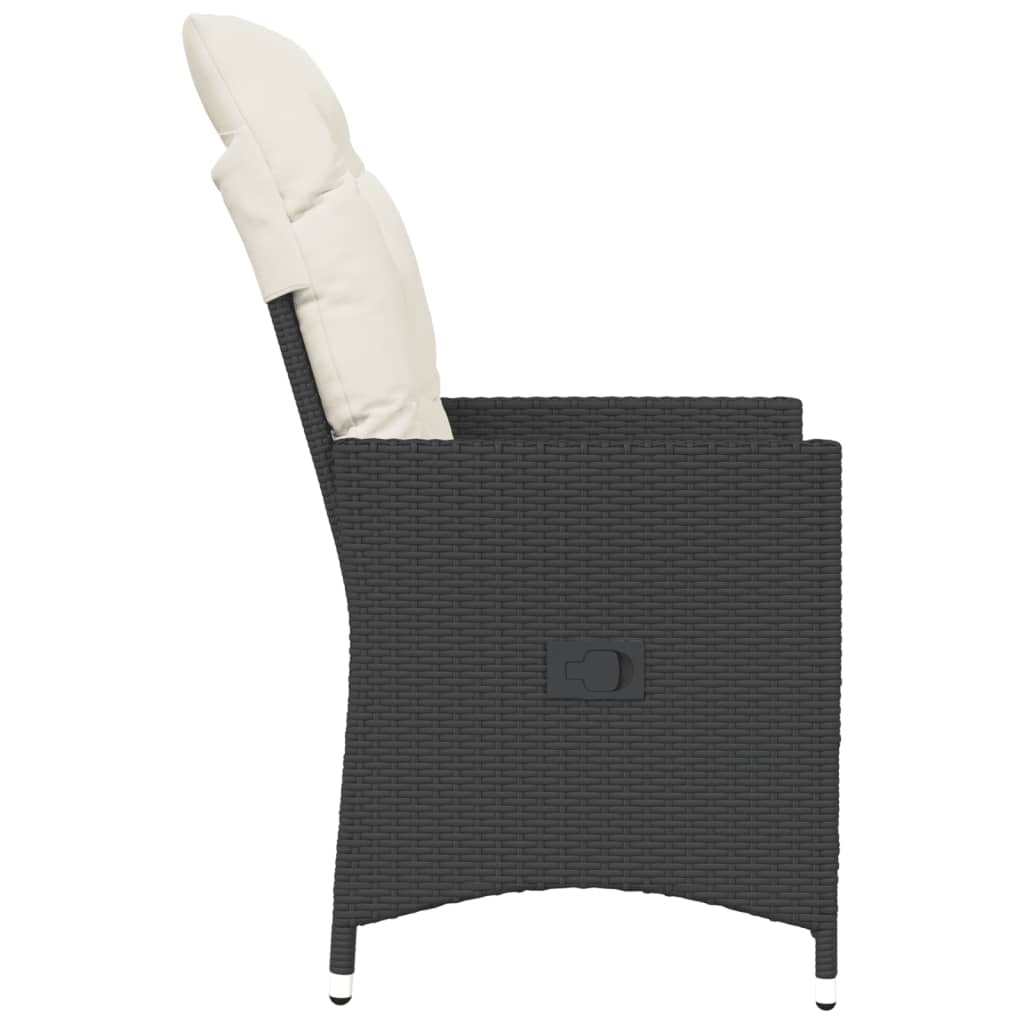 Gartensessel Verstellbar mit Kissen Schwarz Poly Rattan – Bild 5