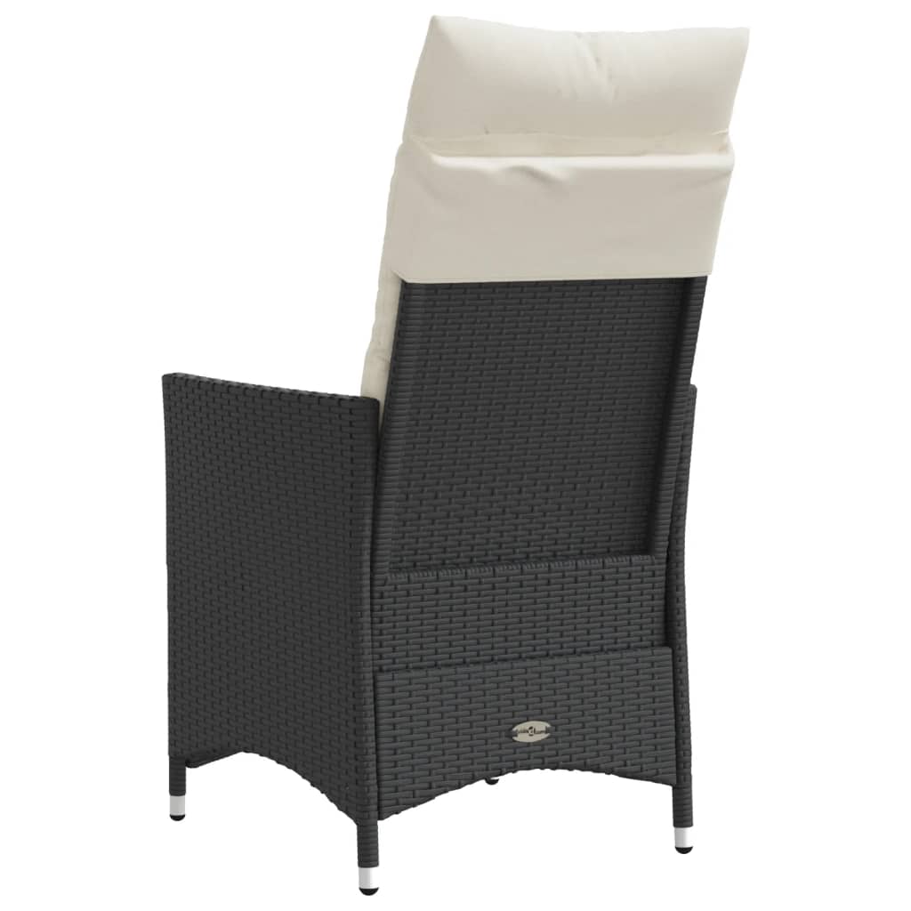 Gartensessel Verstellbar mit Kissen Schwarz Poly Rattan – Bild 6