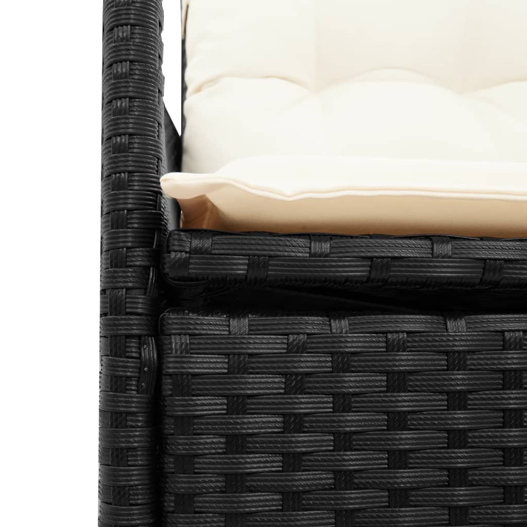 Gartensessel Verstellbar mit Kissen Schwarz Poly Rattan – Bild 8