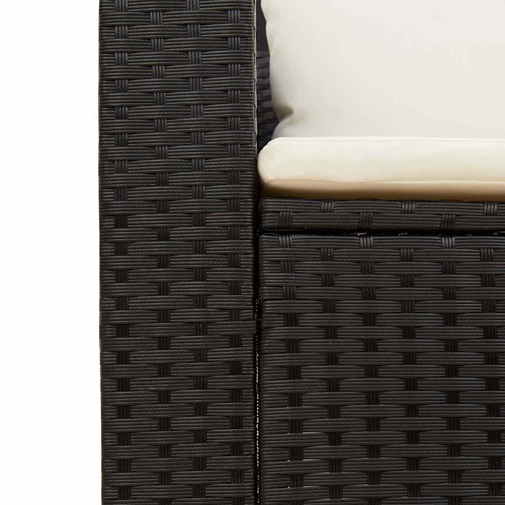 5tlg. Garten-Sofagarnitur mit Kissen Schwarz Poly Rattan Akazie – Bild 9