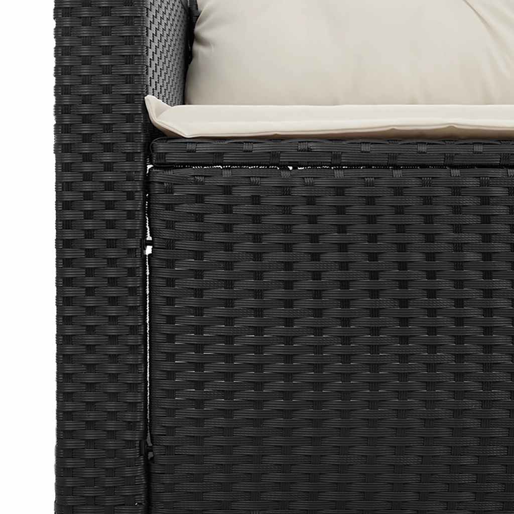 3-tlg. Garten-Sofagarnitur mit Kissen Schwarz Poly Rattan – Bild 6