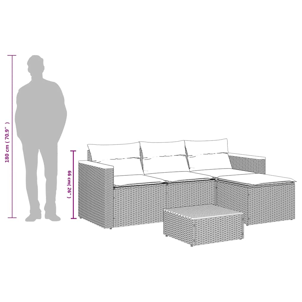 3-tlg. Garten-Sofagarnitur mit Kissen Schwarz Poly Rattan – Bild 9