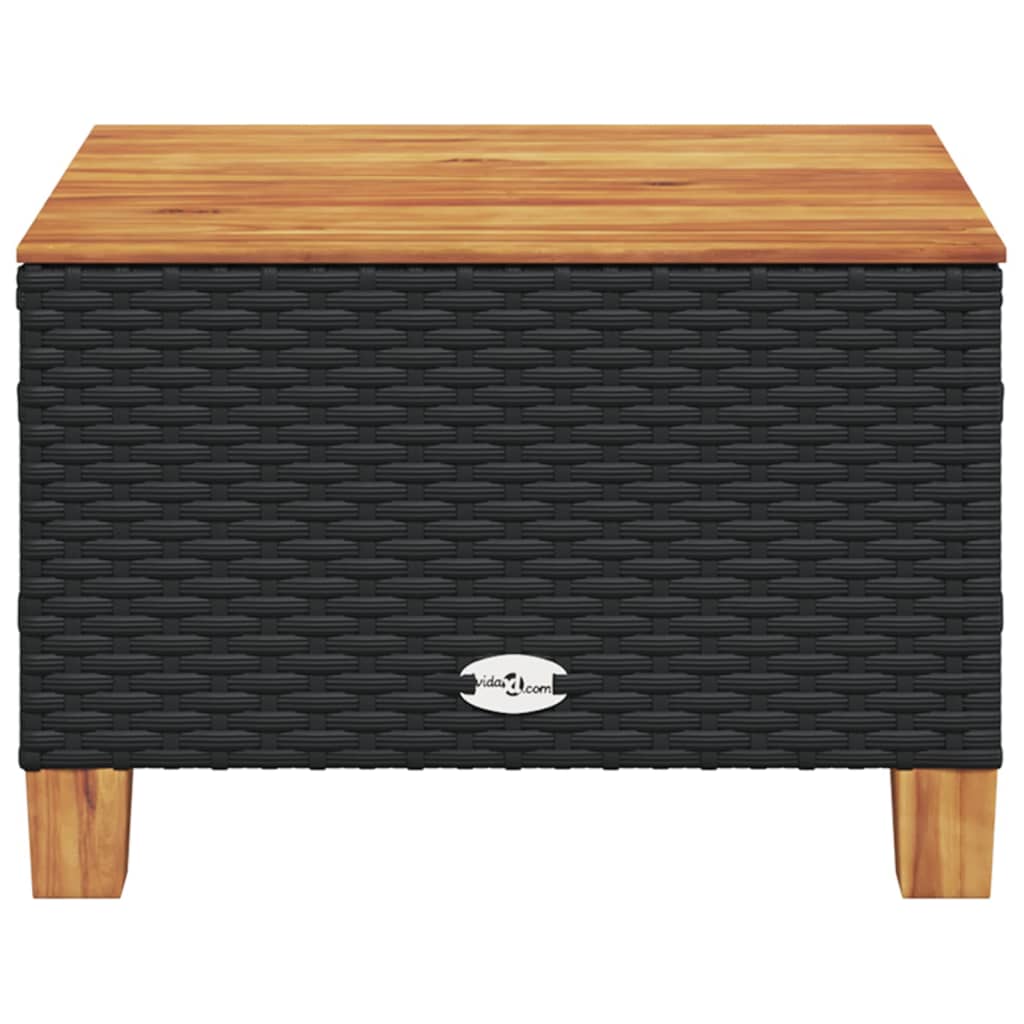 Gartentisch Schwarz 55x55x36 cm Poly Rattan Akazienholz – Bild 4