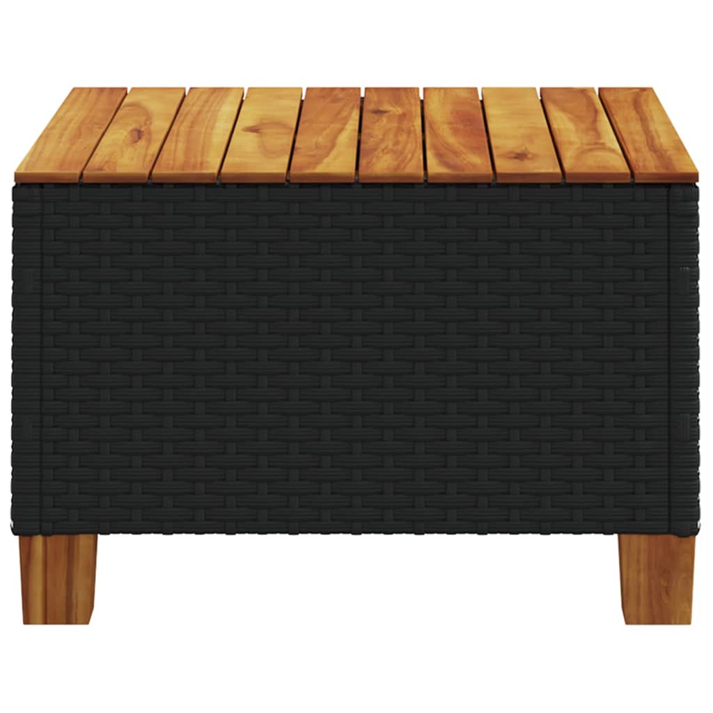 Gartentisch Schwarz 55x55x36 cm Poly Rattan Akazienholz – Bild 5
