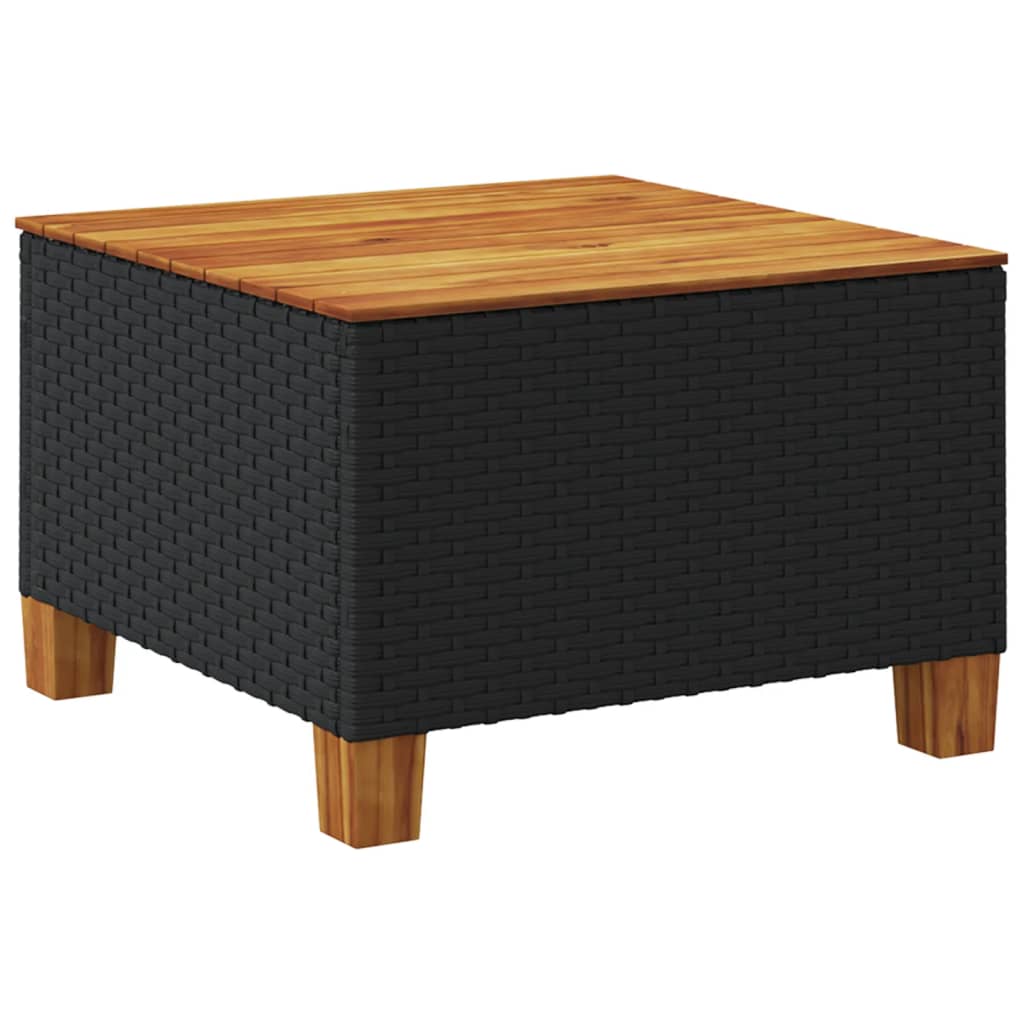 Gartentisch Schwarz 55x55x36 cm Poly Rattan Akazienholz – Bild 6