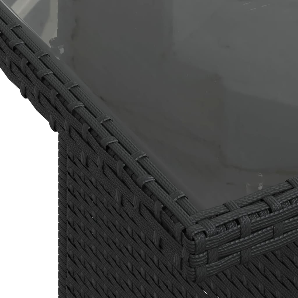 Gartentisch mit Glasplatte Schwarz 100x55x73 cm Poly Rattan – Bild 10
