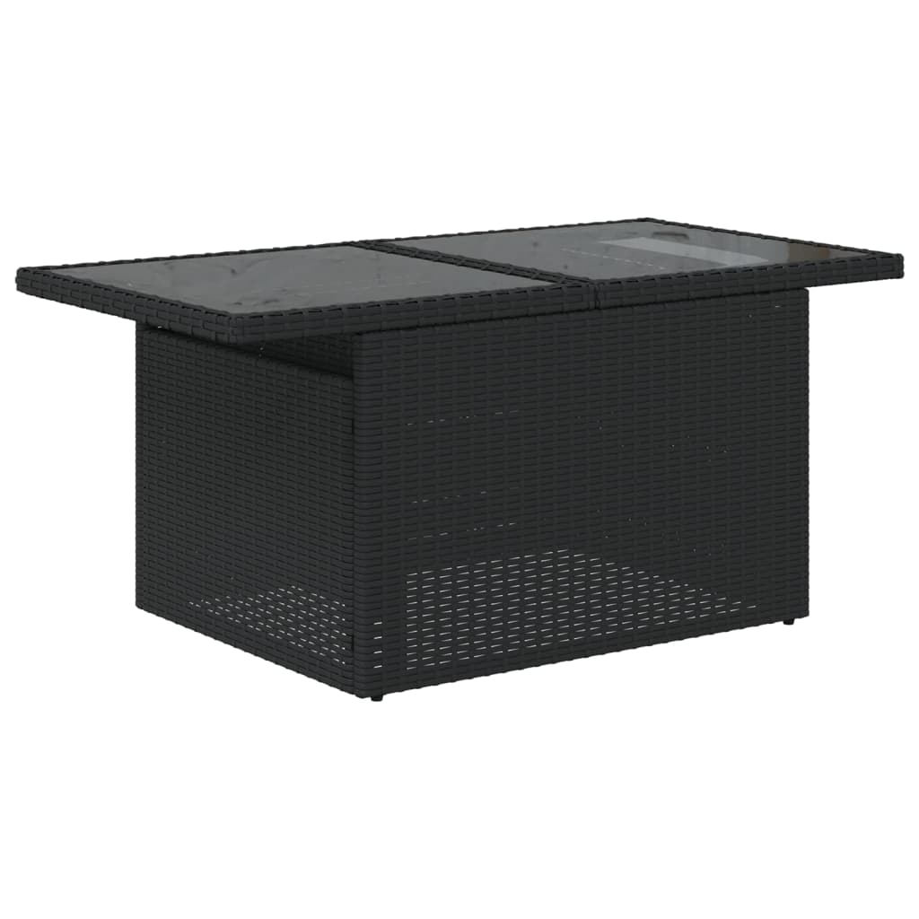Gartentisch mit Glasplatte Schwarz 100x55x73 cm Poly Rattan – Bild 4