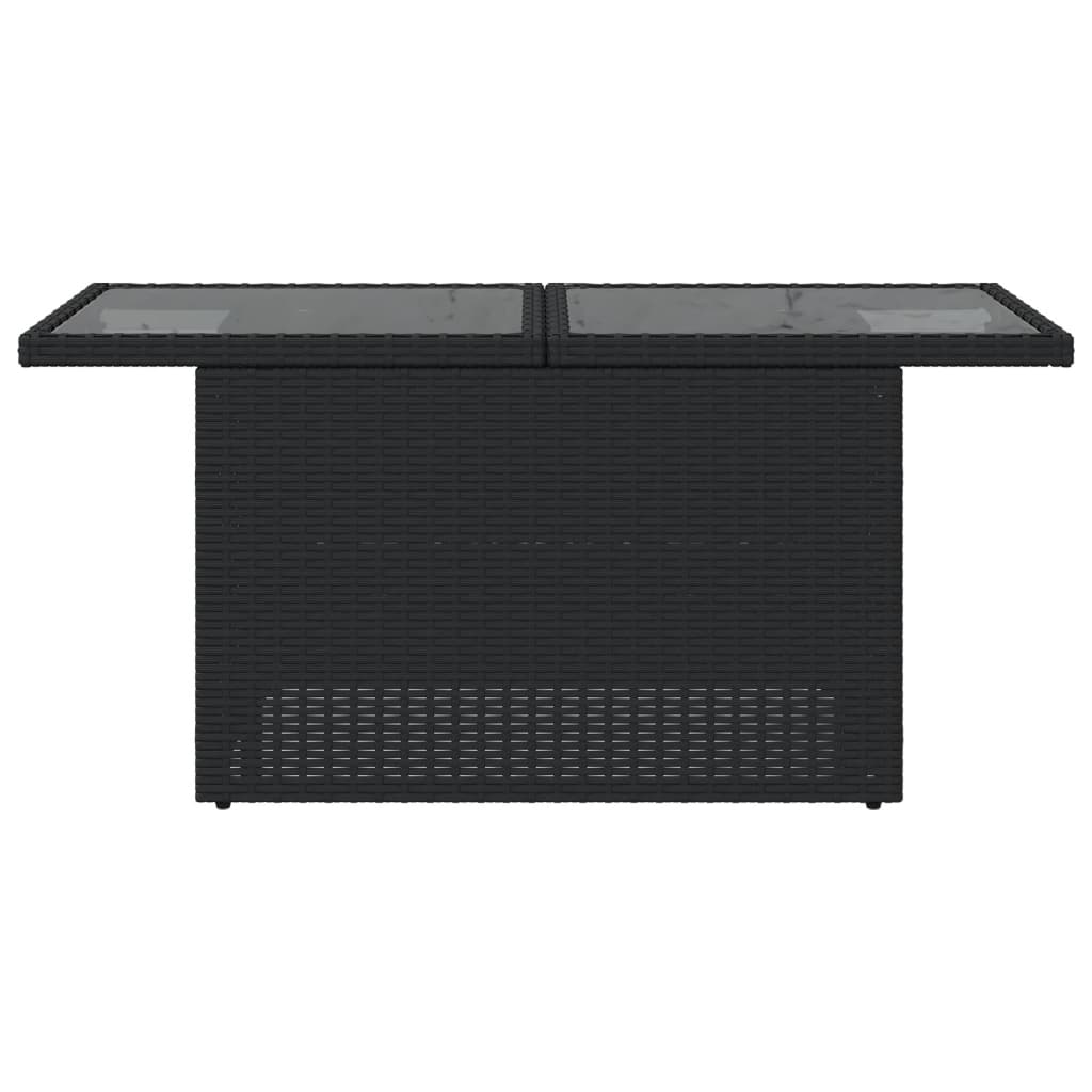 Gartentisch mit Glasplatte Schwarz 100x55x73 cm Poly Rattan – Bild 5