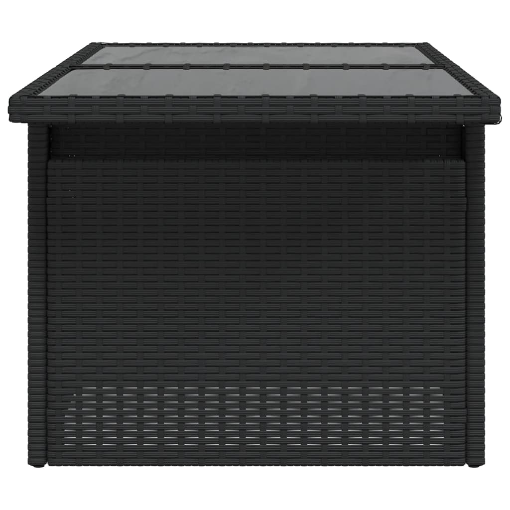 Gartentisch mit Glasplatte Schwarz 100x55x73 cm Poly Rattan – Bild 6