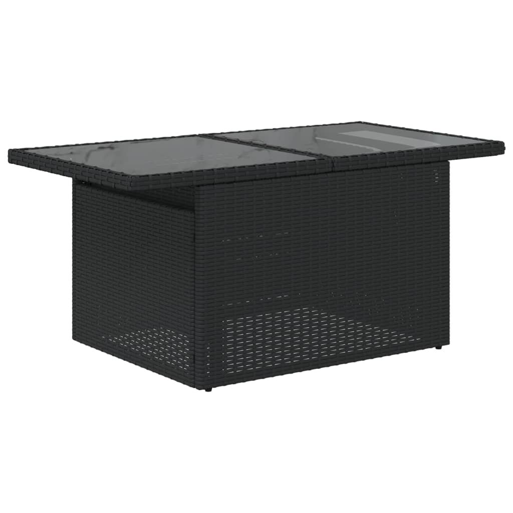 Gartentisch mit Glasplatte Schwarz 100x55x73 cm Poly Rattan – Bild 7
