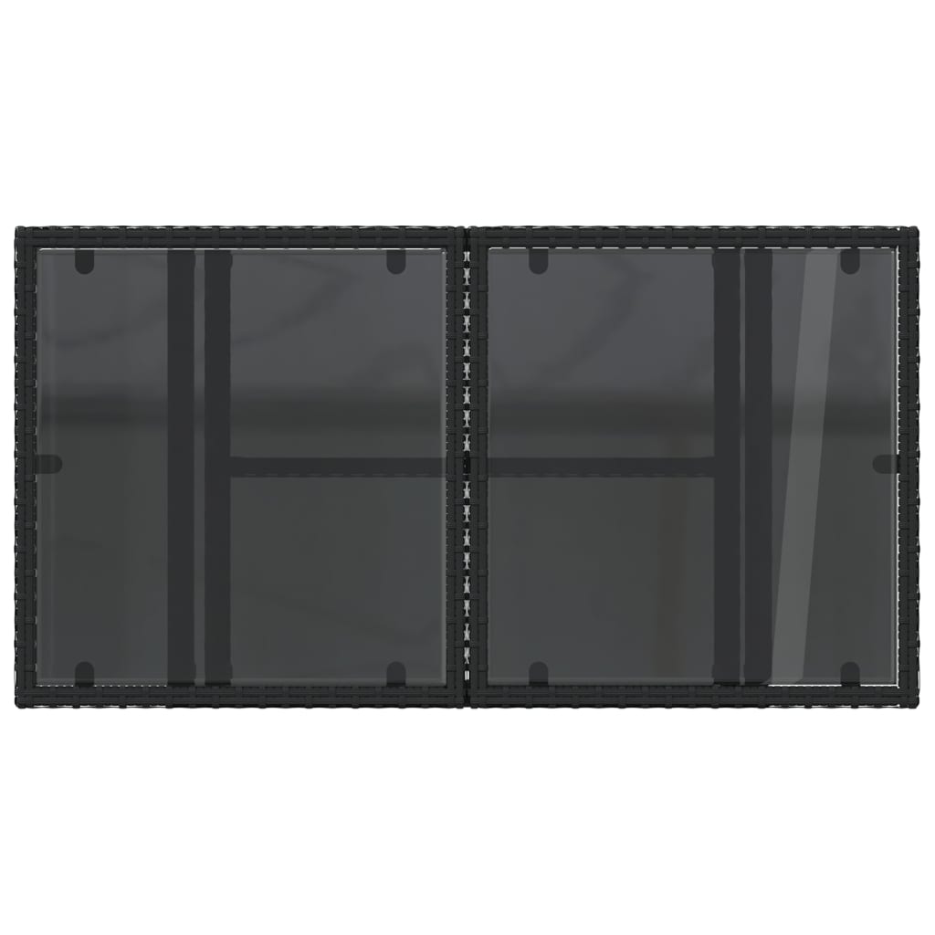 Gartentisch mit Glasplatte Schwarz 100x55x73 cm Poly Rattan – Bild 9