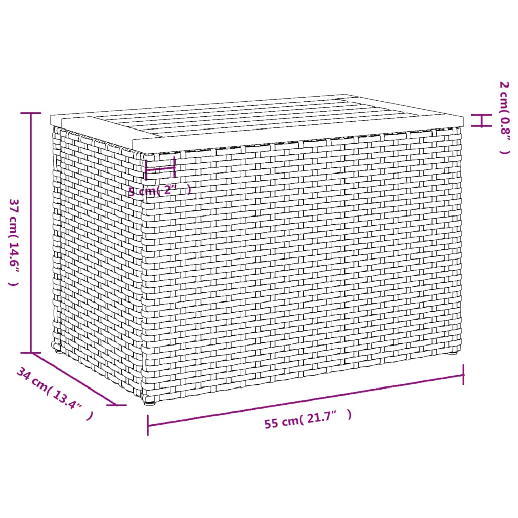 Garten-Beistelltische 2 Stk Schwarz 55x34x37cm Poly Rattan Holz – Bild 11