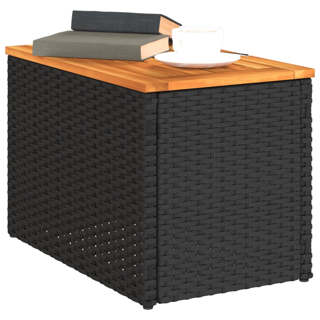 Garten-Beistelltische 2 Stk Schwarz 55x34x37cm Poly Rattan Holz – Bild 4