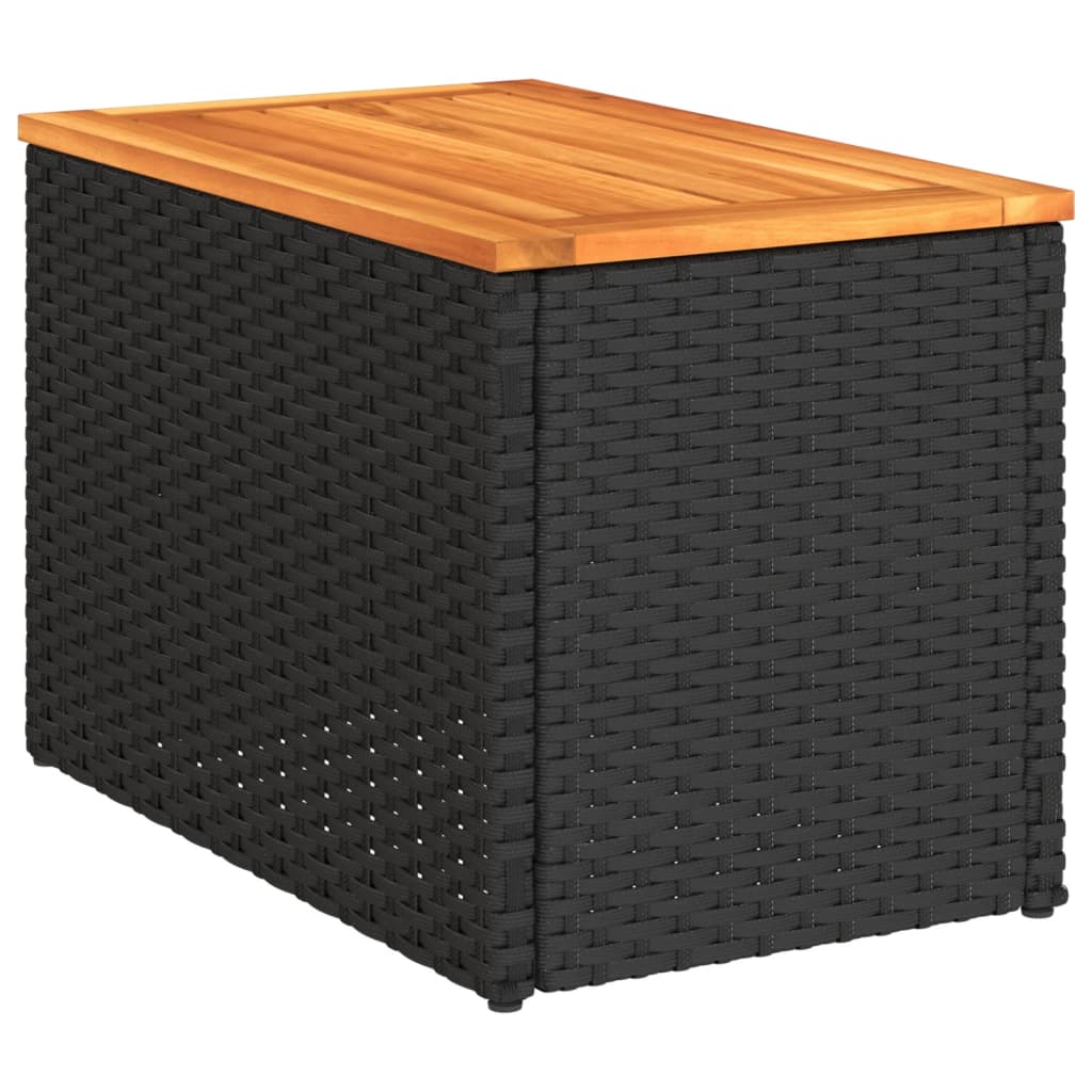 Garten-Beistelltische 2 Stk Schwarz 55x34x37cm Poly Rattan Holz – Bild 5