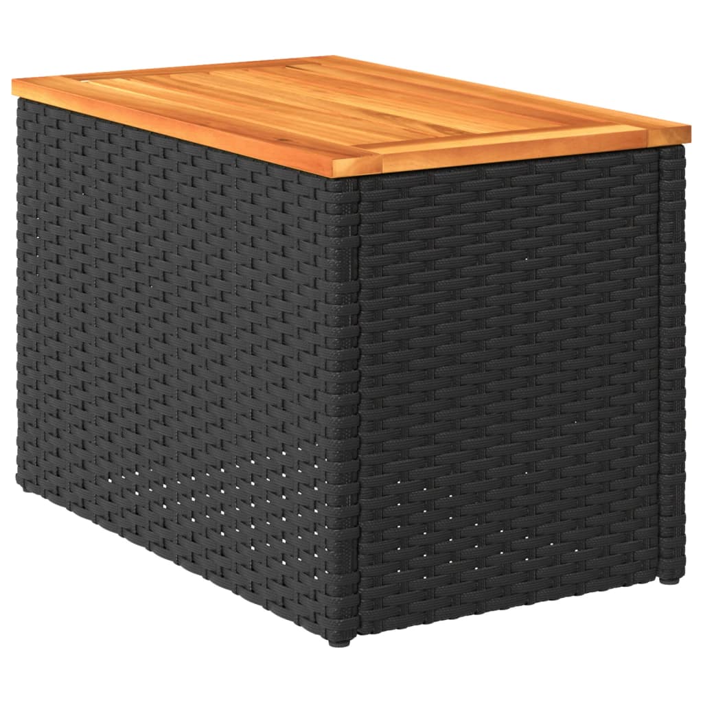 Garten-Beistelltische 2 Stk Schwarz 55x34x37cm Poly Rattan Holz – Bild 8