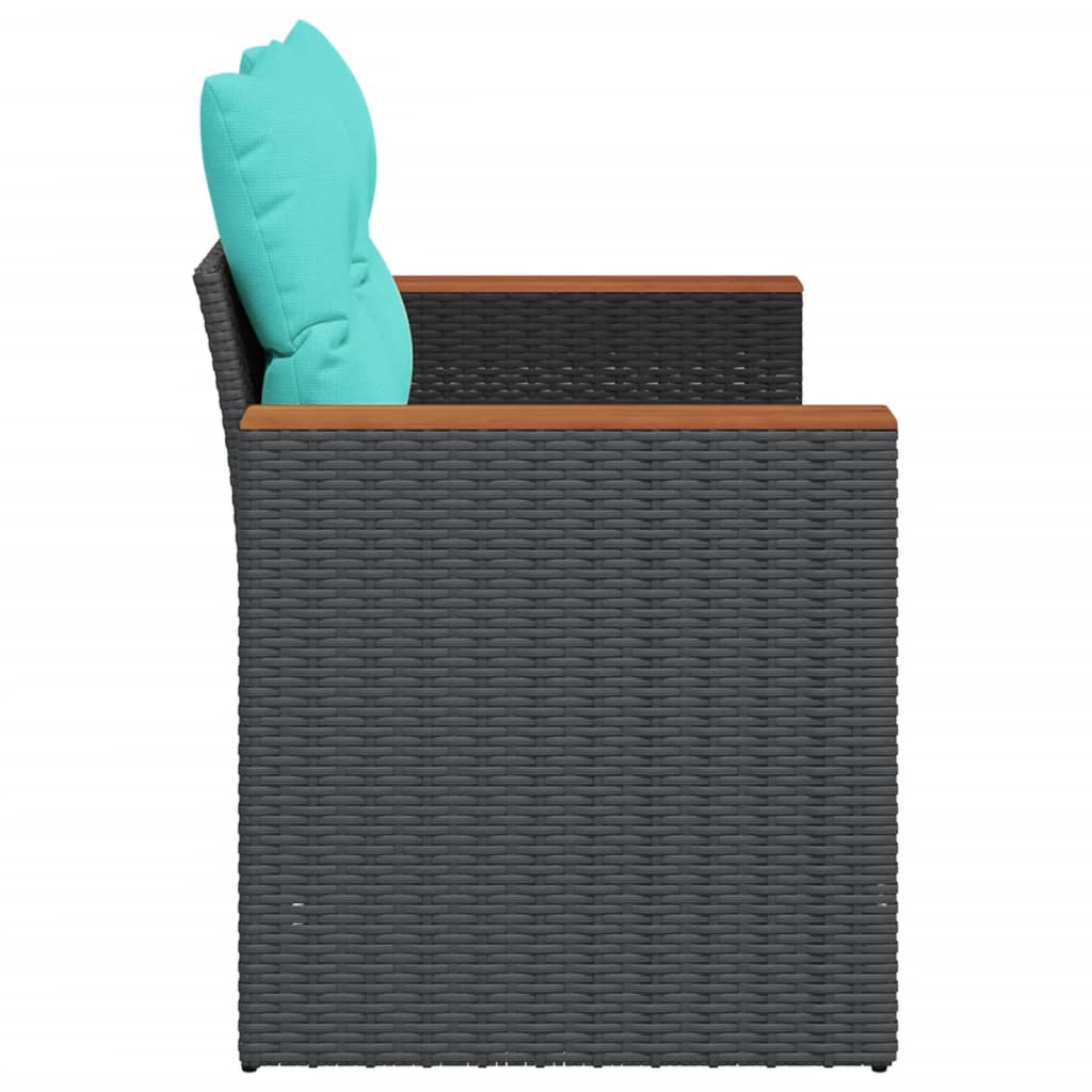 Gartensofa mit Kissen 2-Sitzer Schwarz Poly Rattan – Bild 5