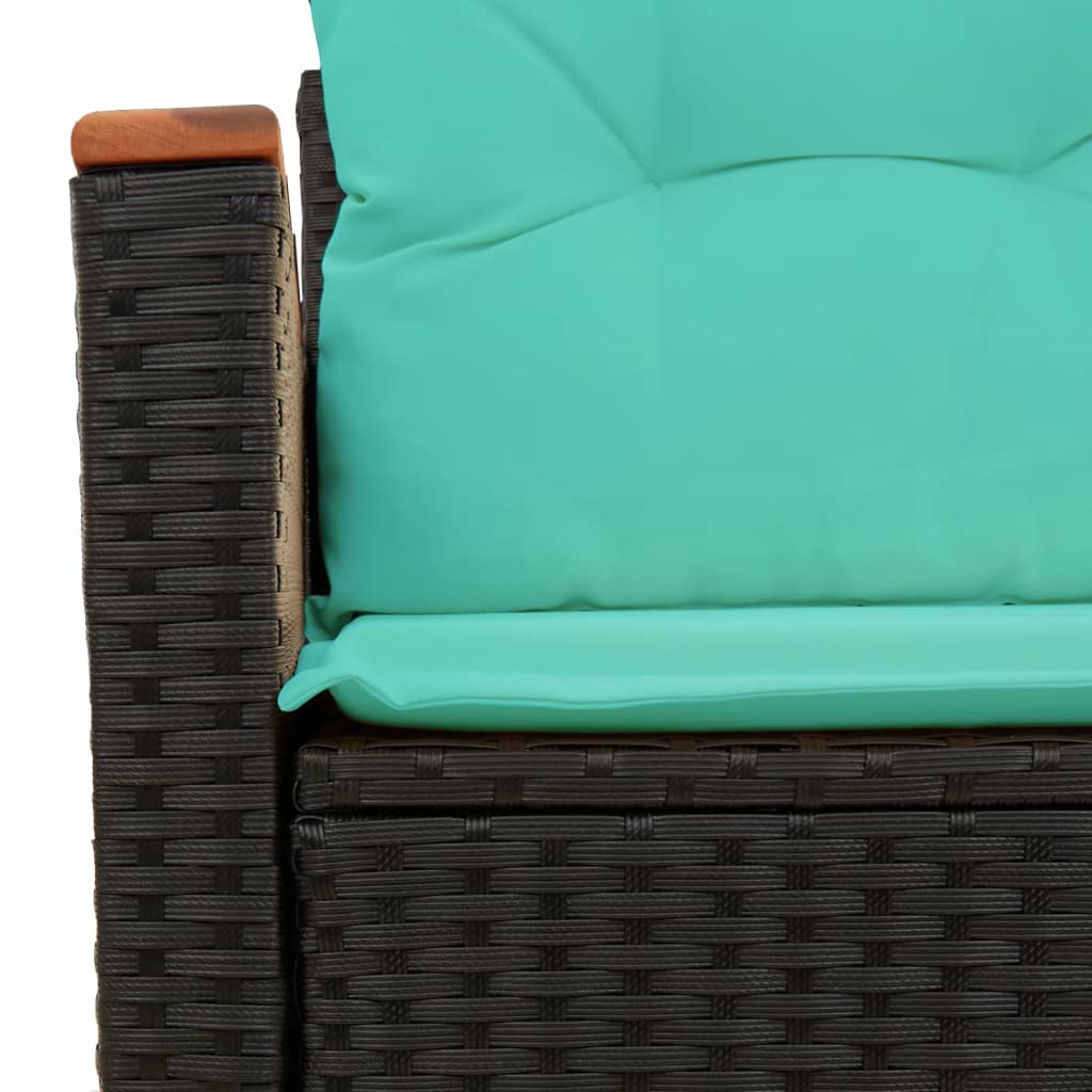 Gartensofa mit Kissen 2-Sitzer Schwarz Poly Rattan – Bild 7
