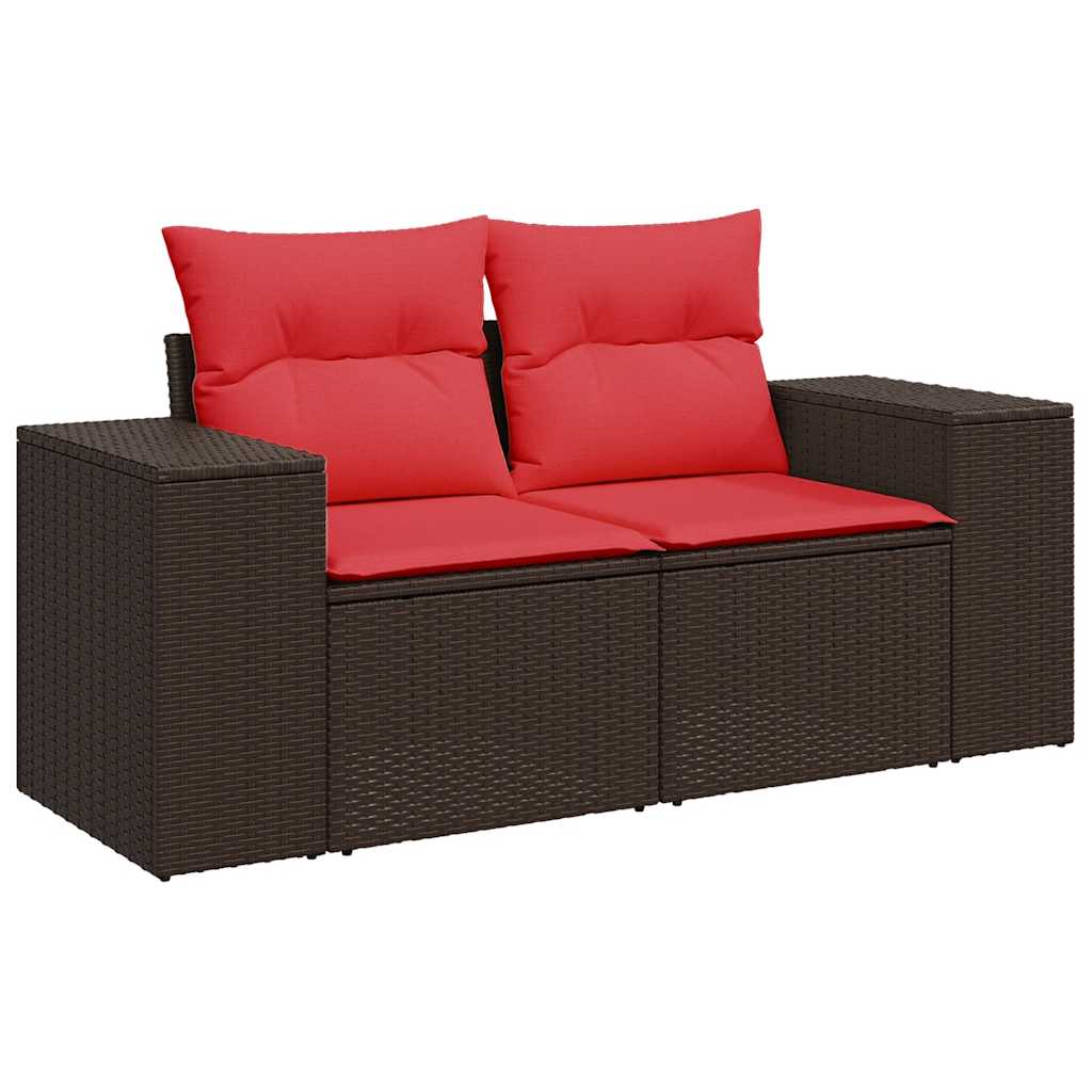 Gartensofa mit Kissen 2-Sitzer Braun Poly Rattan – Bild 2