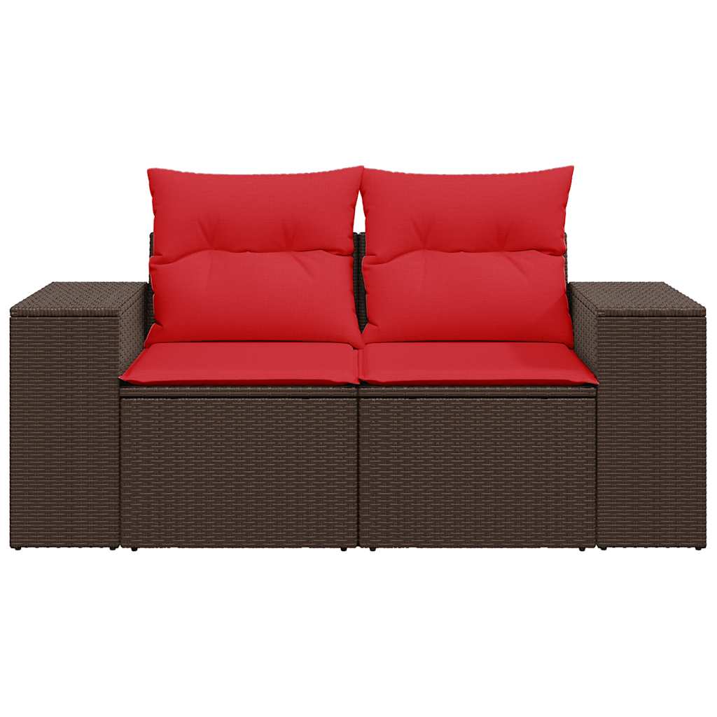 Gartensofa mit Kissen 2-Sitzer Braun Poly Rattan – Bild 4