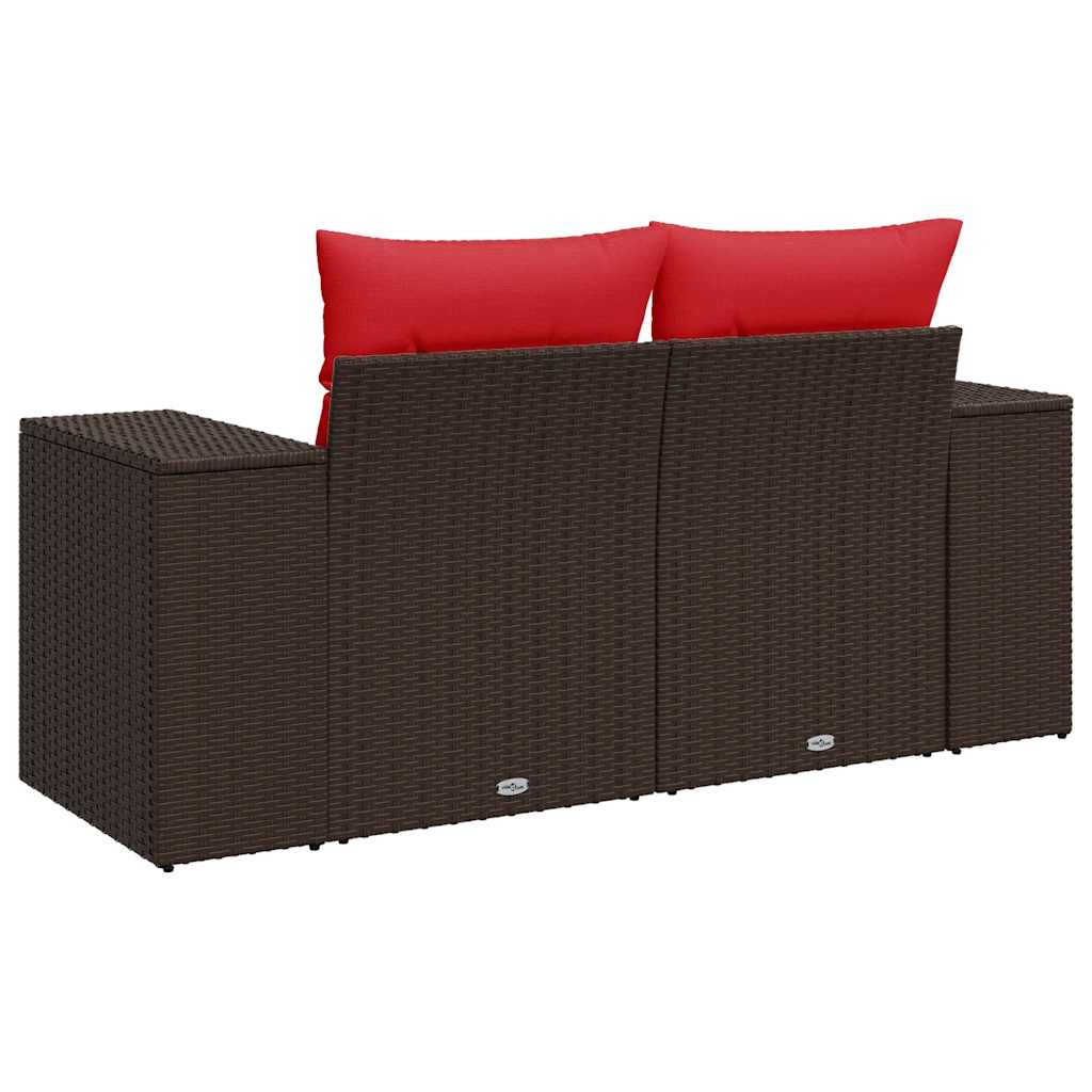 Gartensofa mit Kissen 2-Sitzer Braun Poly Rattan – Bild 6