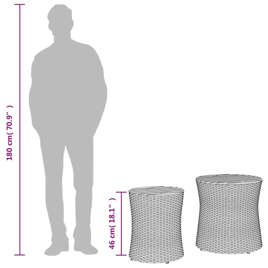 Garten-Beistelltische 2 Stk. mit Holzplatte Schwarz Poly Rattan – Bild 10