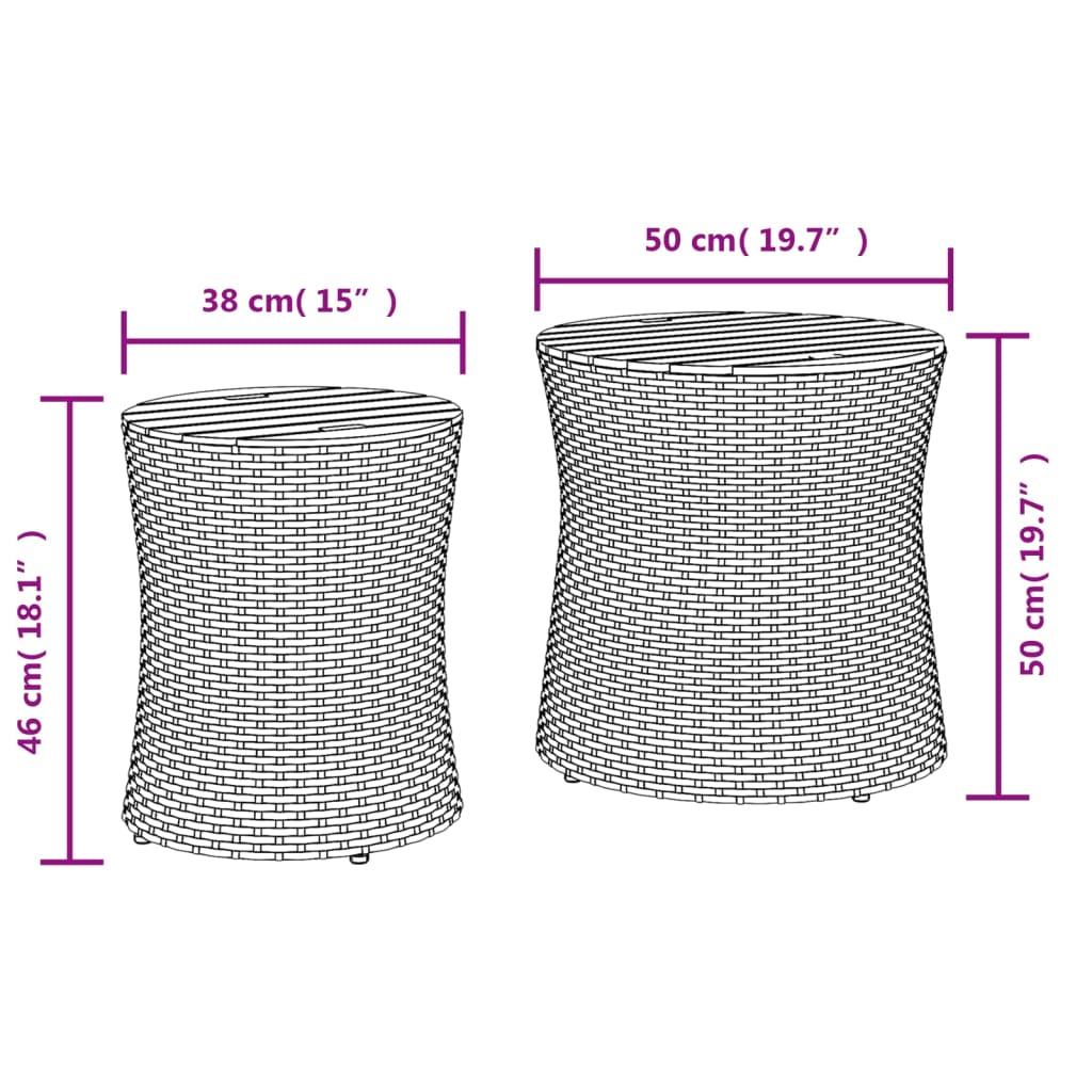 Garten-Beistelltische 2 Stk. mit Holzplatte Schwarz Poly Rattan – Bild 11