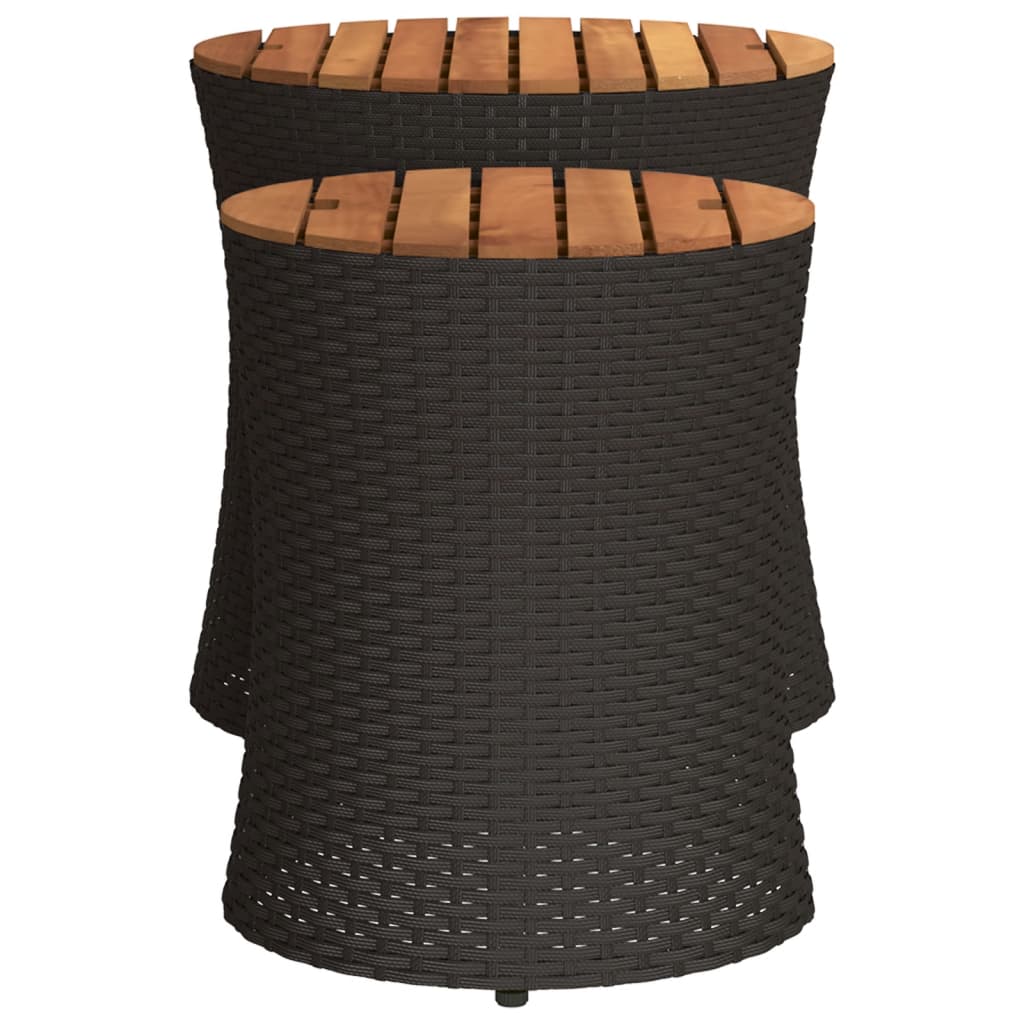 Garten-Beistelltische 2 Stk. mit Holzplatte Schwarz Poly Rattan – Bild 5