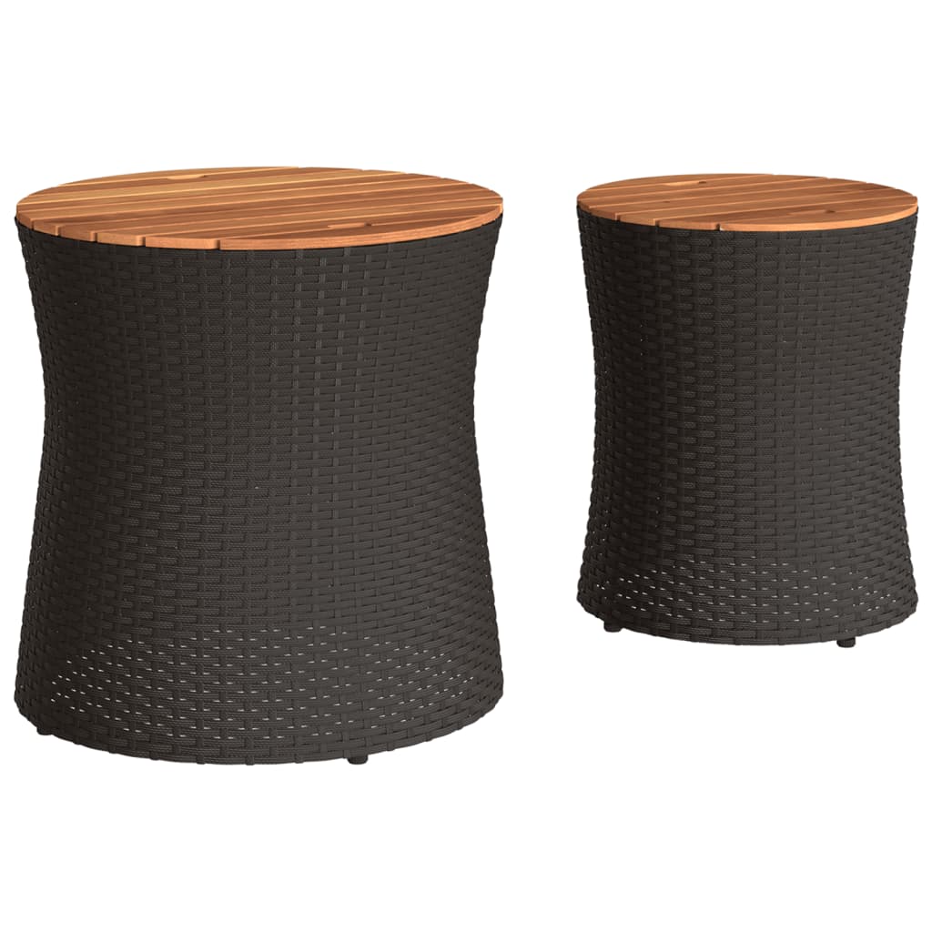 Garten-Beistelltische 2 Stk. mit Holzplatte Schwarz Poly Rattan – Bild 6