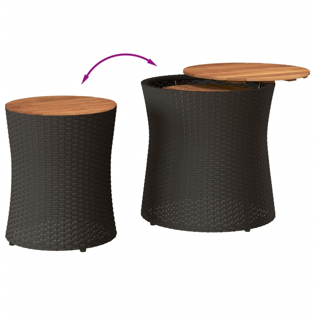 Garten-Beistelltische 2 Stk. mit Holzplatte Schwarz Poly Rattan – Bild 7