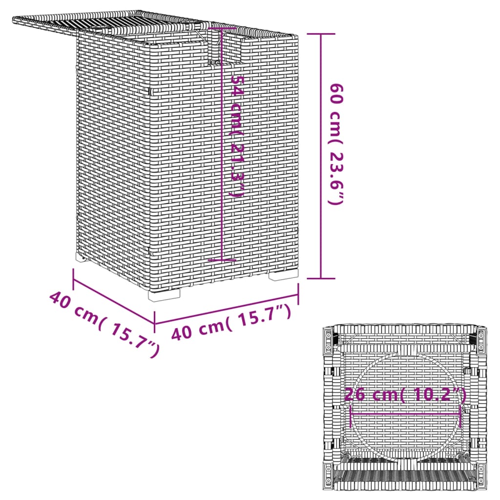 Propan-Tank-Verstecktisch Schwarz 40x40x60 cm Poly Rattan – Bild 11