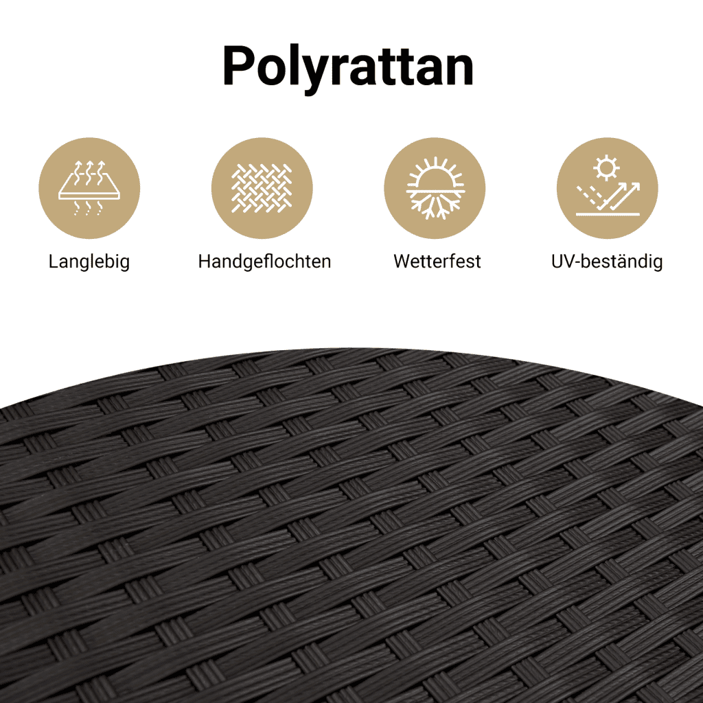 Gartensessel mit Kissen Schwarz Poly Rattan – Bild 10