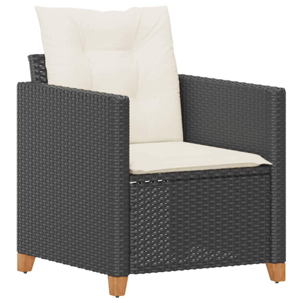 Gartensessel mit Kissen Schwarz Poly Rattan – Bild 2