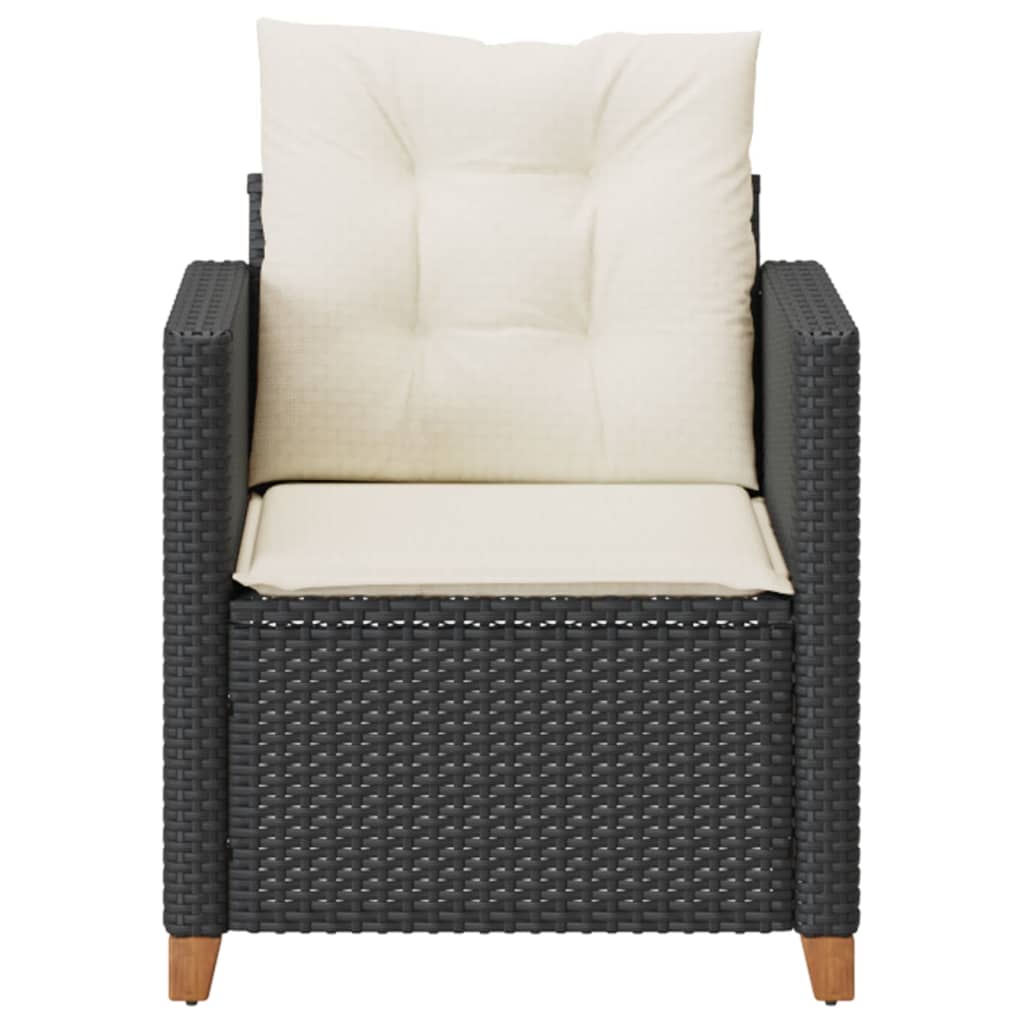 Gartensessel mit Kissen Schwarz Poly Rattan – Bild 4