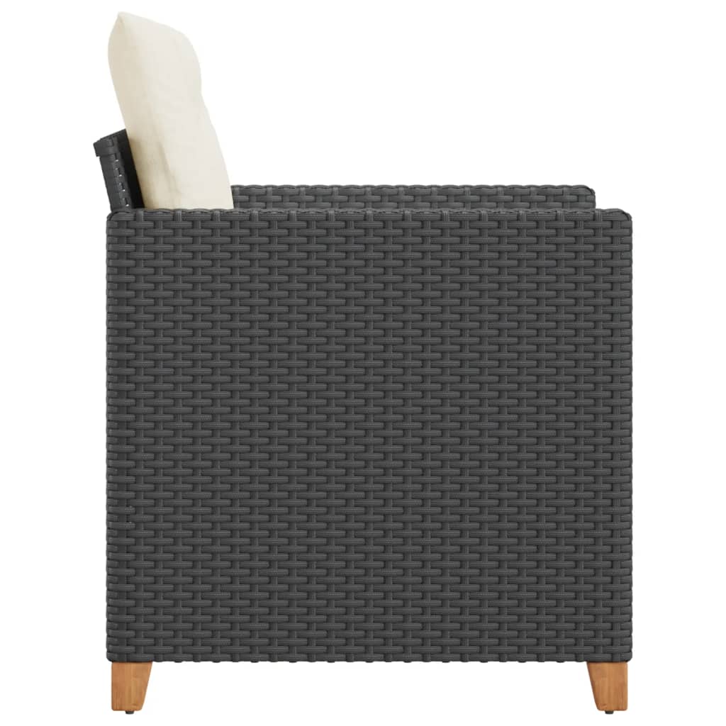Gartensessel mit Kissen Schwarz Poly Rattan – Bild 5